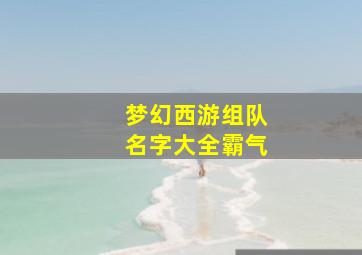 梦幻西游组队名字大全霸气