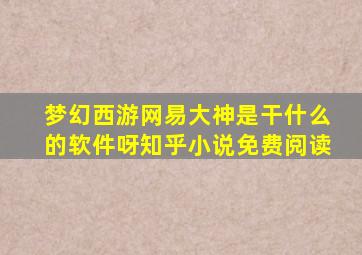 梦幻西游网易大神是干什么的软件呀知乎小说免费阅读