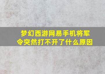 梦幻西游网易手机将军令突然打不开了什么原因