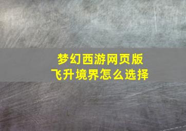 梦幻西游网页版飞升境界怎么选择