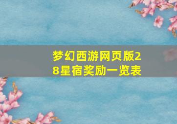 梦幻西游网页版28星宿奖励一览表