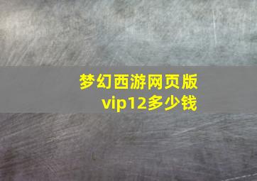 梦幻西游网页版vip12多少钱