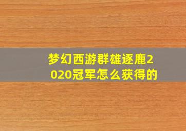 梦幻西游群雄逐鹿2020冠军怎么获得的