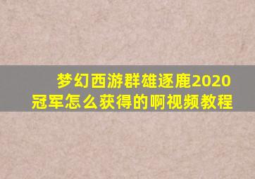 梦幻西游群雄逐鹿2020冠军怎么获得的啊视频教程