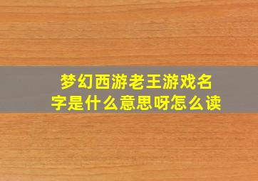 梦幻西游老王游戏名字是什么意思呀怎么读