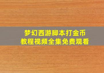 梦幻西游脚本打金币教程视频全集免费观看