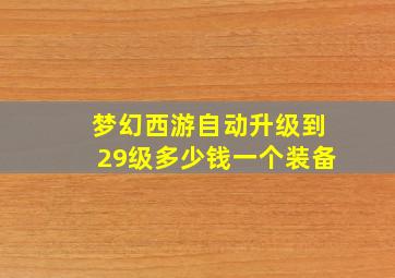 梦幻西游自动升级到29级多少钱一个装备