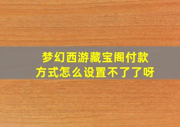 梦幻西游藏宝阁付款方式怎么设置不了了呀