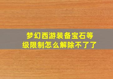 梦幻西游装备宝石等级限制怎么解除不了了