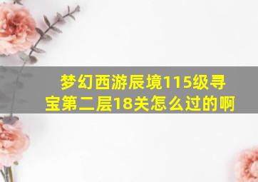 梦幻西游辰境115级寻宝第二层18关怎么过的啊