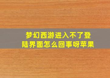 梦幻西游进入不了登陆界面怎么回事呀苹果