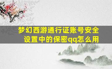 梦幻西游通行证账号安全设置中的保密qq怎么用