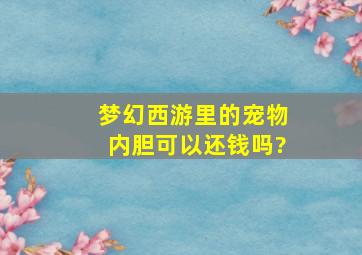 梦幻西游里的宠物内胆可以还钱吗?