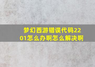 梦幻西游错误代码2201怎么办啊怎么解决啊