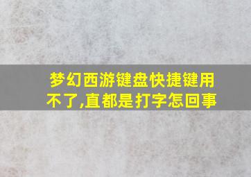 梦幻西游键盘快捷键用不了,直都是打字怎回事