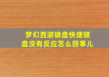 梦幻西游键盘快捷键盘没有反应怎么回事儿