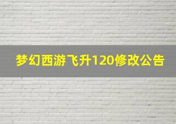 梦幻西游飞升120修改公告