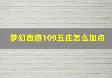 梦幻西游109五庄怎么加点