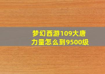 梦幻西游109大唐力量怎么到9500级