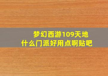 梦幻西游109天地什么门派好用点啊贴吧