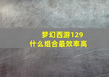 梦幻西游129什么组合最效率高