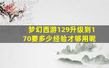 梦幻西游129升级到170要多少经验才够用呢