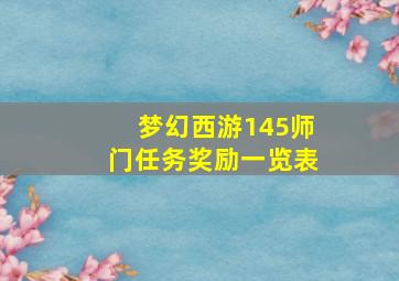 梦幻西游145师门任务奖励一览表