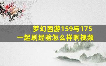 梦幻西游159与175一起刷经验怎么样啊视频