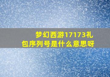 梦幻西游17173礼包序列号是什么意思呀