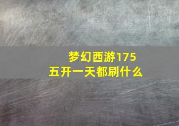 梦幻西游175五开一天都刷什么