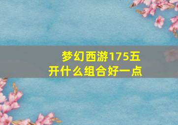 梦幻西游175五开什么组合好一点