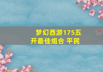 梦幻西游175五开最佳组合 平民