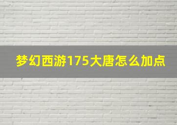 梦幻西游175大唐怎么加点