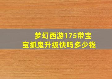 梦幻西游175带宝宝抓鬼升级快吗多少钱