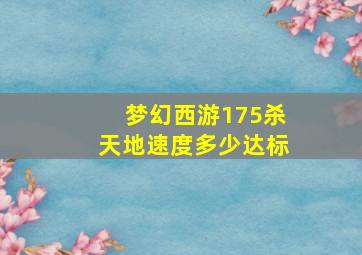 梦幻西游175杀天地速度多少达标