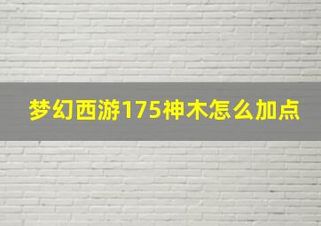 梦幻西游175神木怎么加点