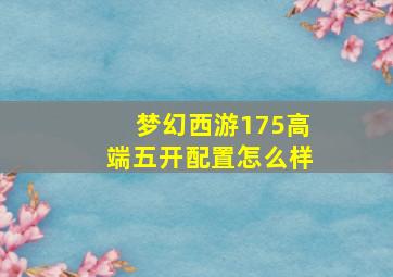 梦幻西游175高端五开配置怎么样