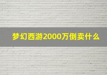 梦幻西游2000万倒卖什么