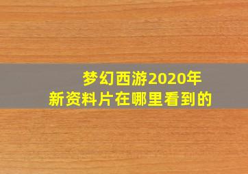 梦幻西游2020年新资料片在哪里看到的