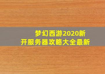 梦幻西游2020新开服务器攻略大全最新