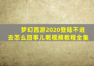 梦幻西游2020登陆不进去怎么回事儿呢视频教程全集