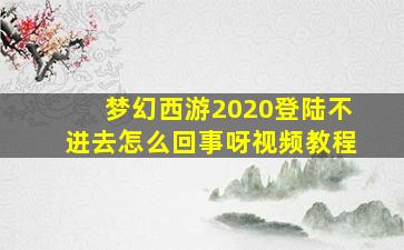 梦幻西游2020登陆不进去怎么回事呀视频教程