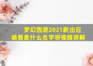 梦幻西游2021新出召唤兽是什么名字呀视频讲解