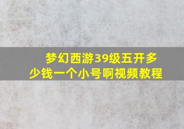 梦幻西游39级五开多少钱一个小号啊视频教程