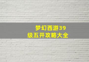 梦幻西游39级五开攻略大全