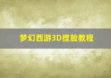 梦幻西游3D捏脸教程