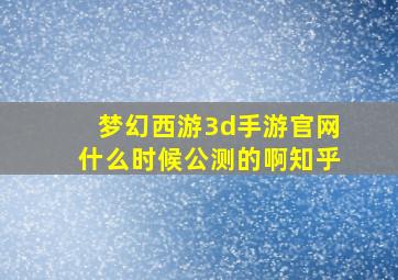 梦幻西游3d手游官网什么时候公测的啊知乎