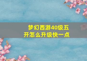 梦幻西游40级五开怎么升级快一点