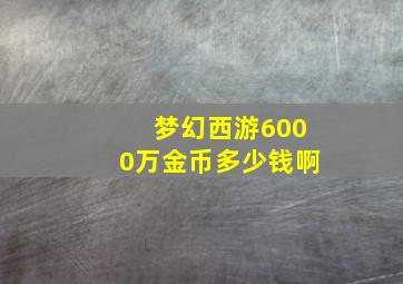 梦幻西游6000万金币多少钱啊