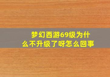 梦幻西游69级为什么不升级了呀怎么回事